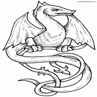 Раскраски с драконами - длинный хвост