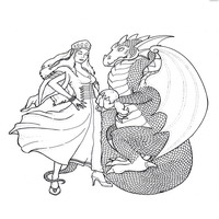 Раскраски с драконами - с принцессой