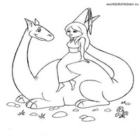 Раскраски с драконами - принцесса на спине