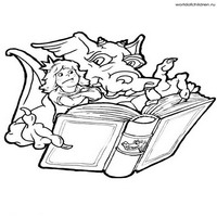 Раскраски с драконами - читает книгу