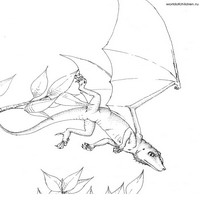 Раскраски с драконами - листья на хвосте