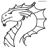 Раскраски с драконами - голова с бородой
