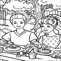 Раскраски с Барби (Barbi) и ее друзьями - пикник