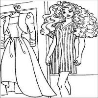 Раскраски с Барби (Barbi) и ее друзьями - выбириает платье