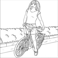Раскраски с Барби (Barbi) и ее друзьями - на велосипеде