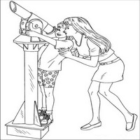 Раскраски с Барби (Barbi) и ее друзьями - Барби смотрит в телескоп