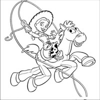 Раскраски с героями из мультфильма История игрушек (Toy Story) - Джесси на Булзае