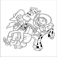 Раскраски с героями из мультфильма История игрушек (Toy Story) - Вуди, Джесси и Булзай