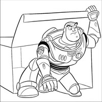 Раскраски с героями из мультфильма История игрушек (Toy Story) - Базз Лайтер в коробке
