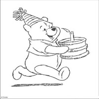 Раскраски с героями из мультфильма Винни-Пух (Winnie-the-Pooh) - винни-пух и торт