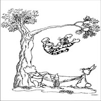 Раскраски с героями из мультфильма Винни-Пух (Winnie-the-Pooh) - тигруля прыгает с дерева