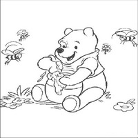 Раскраски с героями из мультфильма Винни-Пух (Winnie-the-Pooh) - пчелы хотят мед