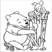 Раскраски с героями из мультфильма Винни-Пух (Winnie-the-Pooh) - винни и арфа