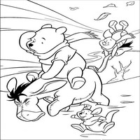 Раскраски с героями из мультфильма Винни-Пух (Winnie-the-Pooh) - наперекор ветру