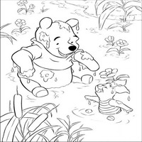 Раскраски с героями из мультфильма Винни-Пух (Winnie-the-Pooh) - купаемся
