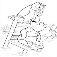 Раскраски с героями из мультфильма Винни-Пух (Winnie-the-Pooh) - филин с винни