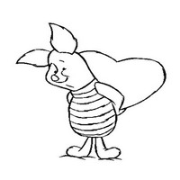 Раскраски с героями из мультфильма Винни-Пух (Winnie-the-Pooh) - хрюня с сердечком