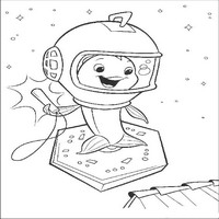 Раскраски с героями из мультфильма Цыпленок Цыпа (Chicken Little) - рыбка космонавт