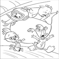 Раскраски с героями из мультфильма Цыпленок Цыпа (Chicken Little) - бежим