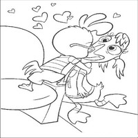 Раскраски с героями из мультфильма Цыпленок Цыпа (Chicken Little) - поцелуй