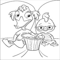 Раскраски с героями из мультфильма Цыпленок Цыпа (Chicken Little) - поп корн