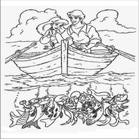 Раскраски с героями из мультфильма Русалочка (The Little Mermaid) - на лодке