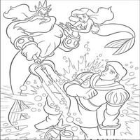 Раскраски с героями из мультфильма Русалочка (The Little Mermaid) - царь в гневе