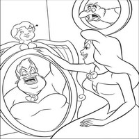 Раскраски с героями из мультфильма Русалочка (The Little Mermaid) - ведьма в зеркале