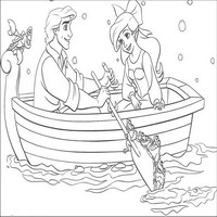 Раскраски с героями из мультфильма Русалочка (The Little Mermaid) - прогулка на лодочке