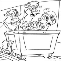 Раскраски с героями из мультфильма Не бей копытом (Home on the Range) - вагонетка
