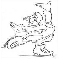 Раскраски с героями из мультфильма Дональд Дак (Donald Fauntleroy Duck) - на коньках