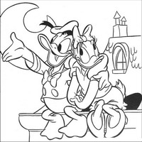 Раскраски с героями из мультфильма Дональд Дак (Donald Fauntleroy Duck) - лунная ночь