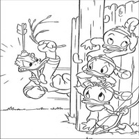 Раскраски с героями из мультфильма Дональд Дак (Donald Fauntleroy Duck) - игра в индейцев