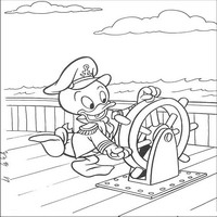 Раскраски с героями из мультфильма Дональд Дак (Donald Fauntleroy Duck) - за штурвалом