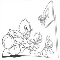 Раскраски с героями из мультфильма Дональд Дак (Donald Fauntleroy Duck) - баскетбол