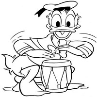 Раскраски с героями из мультфильма Дональд Дак (Donald Fauntleroy Duck) - барабан