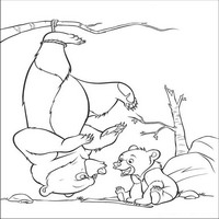 Раскраски с героями из мультфильма Братец медвежонок (Brother Bear) - медведь и медвежонок