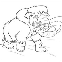 Раскраски с героями из мультфильма Братец медвежонок (Brother Bear) - катание на мамонте