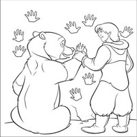 Раскраски с героями из мультфильма Братец медвежонок (Brother Bear) - примирение