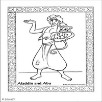 Раскраски с героями из мультфильма Алладин (Alladin) - портрет Алладина