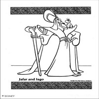 Раскраски с героями из мультфильма Алладин (Alladin) - Джафар и Яго