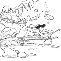Раскраски с героями из мультфильма Алладин (Alladin) - побег из пещеры