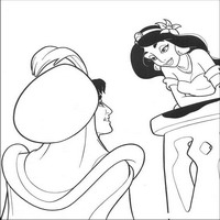 Раскраски с героями из мультфильма Алладин (Alladin) - свидание