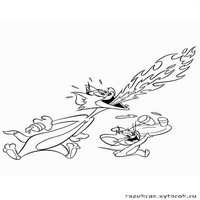 Раскраски с героями из мультфильма Том и Джерри (Tom and Jerry) - огонь