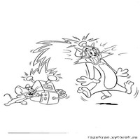 Раскраски с героями из мультфильма Том и Джерри (Tom and Jerry) - электричество