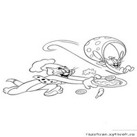 Раскраски с героями из мультфильма Том и Джерри (Tom and Jerry) - парашут из сыра