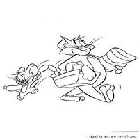 Раскраски с героями из мультфильма Том и Джерри (Tom and Jerry) - кража на ходу