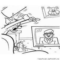 Раскраски с героями из мультфильма Том и Джерри (Tom and Jerry) - Джерри смотрит новости