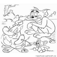 Раскраски с героями из мультфильма Том и Джерри (Tom and Jerry) - пикник