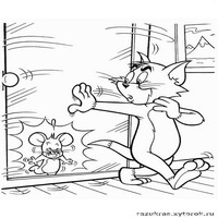 Раскраски с героями из мультфильма Том и Джерри (Tom and Jerry) - вежливость не порлучилась